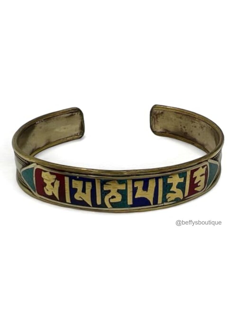 Copper Cuff Bracelet Handmade in Nepal 7 Chakra Spiritual Mantra Adjustable